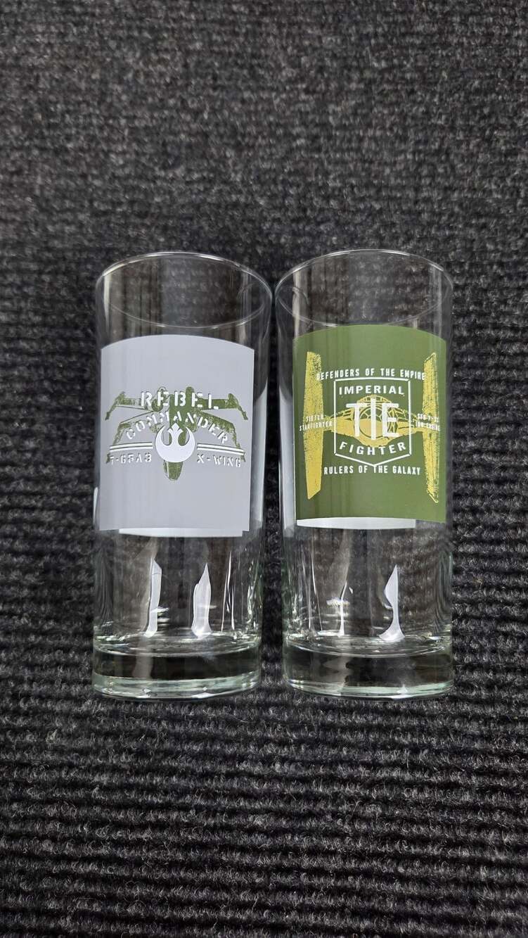 Star Wars Drinking Glasses Rebel And Imperial Tie Fighter Set